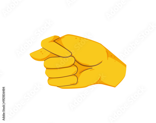 Vector illustration of a yellow hand making a fig sign gesture.