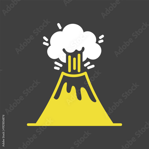 Volcano vector icon. Lava magma. Volcanic eruption