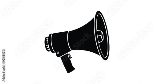 Black silhouette of a megaphone angled towards the viewer silhouette