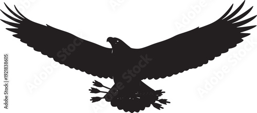 Eagle Silhouette Flying with Arrows