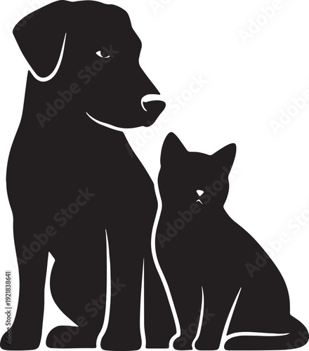 Dog and Cat Silhouette Side by Side