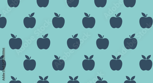 Dark blue apples on light blue background pattern