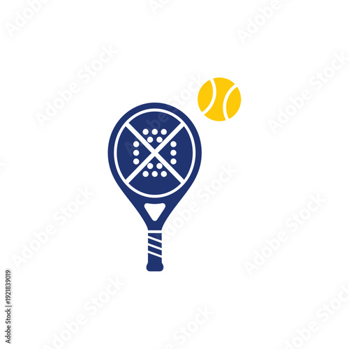 Padel Racket and Ball Icon: Sport Equipment, Tennis Game, Recreation