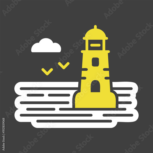 Lighthouse on the background of sea vector icon