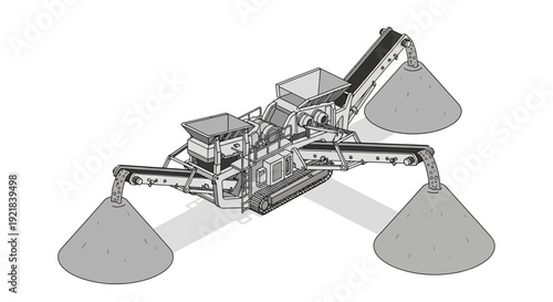 Heavy Machinery Crushing Stone into a Pile.