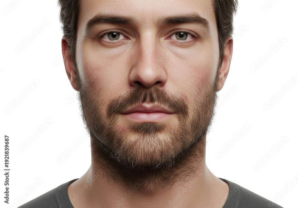 Obraz premium Close-up portrait of a handsome man with a beard and mustache, looking forward
