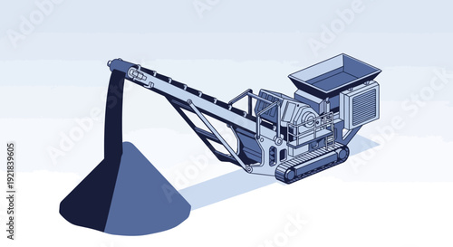 Heavy Machinery Crushing Stone into a Pile.