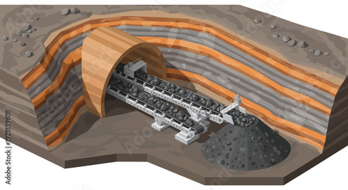Heavy Machinery Crushing Stone into a Pile.