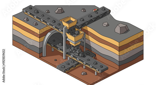 Heavy Machinery Crushing Stone into a Pile.