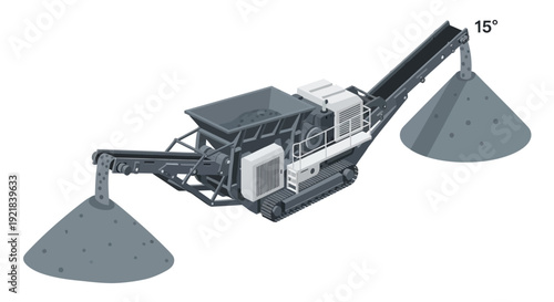 Heavy Machinery Crushing Stone into a Pile.