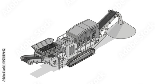 Heavy Machinery Crushing Stone into a Pile.