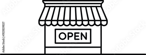 Modern storefront with open sign for business hours