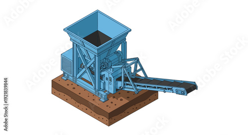 Heavy Machinery Crushing Stone into a Pile.