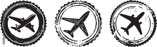 Collection set of Airplane stamp icon set vector silhouette