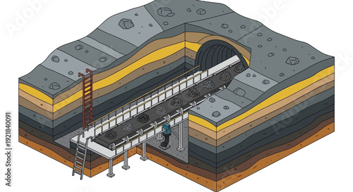 Heavy Machinery Crushing Stone into a Pile.