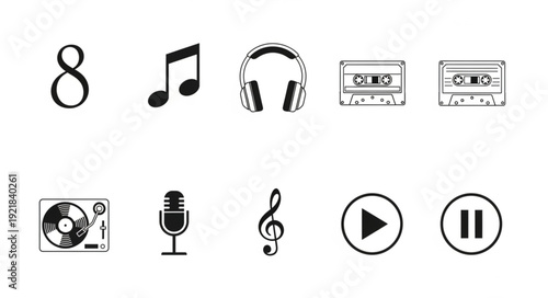 Collection of Music Related Icons and Symbols.