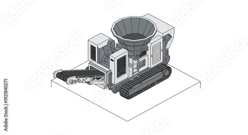 Heavy Machinery Crushing Stone into a Pile.