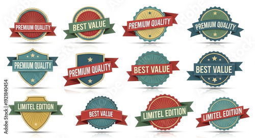 Collection of Vintage Quality Assurance Badges and Labels.