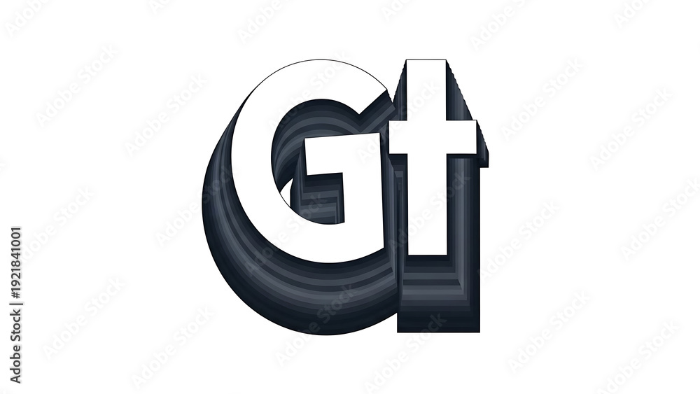Fototapeta premium Bold typographic with Gt symbol isolated on a transparent background