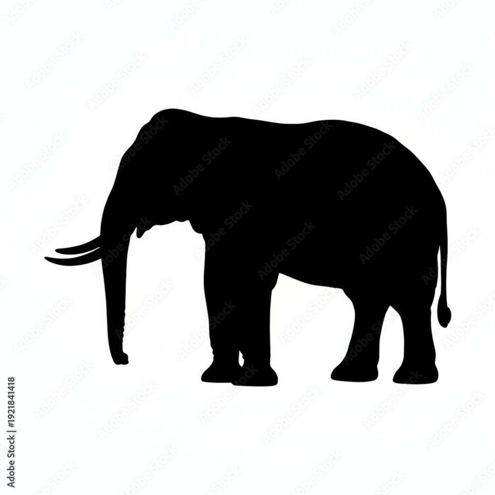 Fototapeta premium Elephant Silhouette Isolated on White Background
