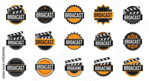 Collection of Broadcast and Film Clapperboard Logos and Stamps.