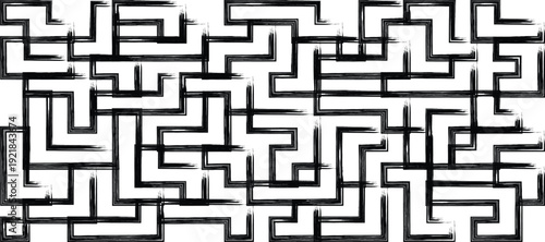 Intricate black and white maze pattern with interconnected paths