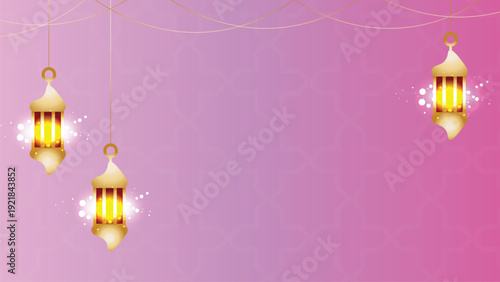 Elegant Islamic Lanterns on Pink Gradient Background
