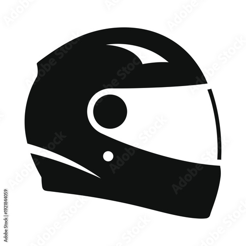 Black motorcycle helmet icon, ui elements