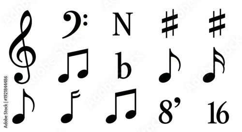 Musical Notes Symbols and Clefs Collection.