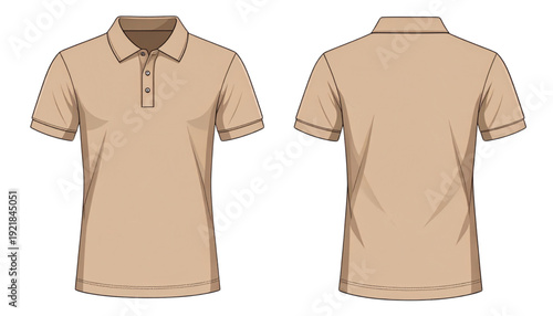 Light beige short-sleeved button-up dress shirt for casual or semi-formal wear isolated on transparent background