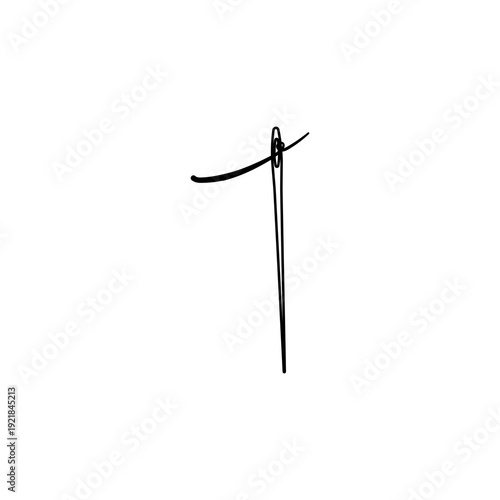 Vector illustration of the number 1 made from a sewing needle.