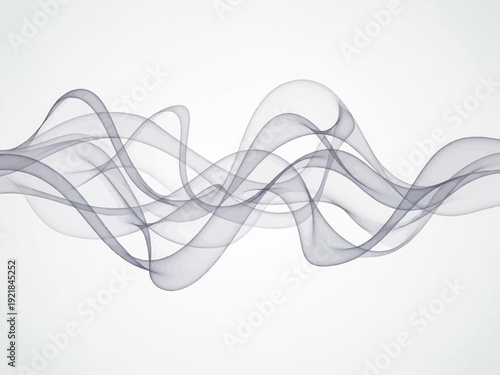 Wavy Transparent Lines on White Background.