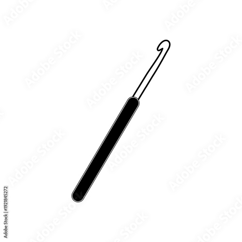 Vector illustration of a slash made from a crochet hook.