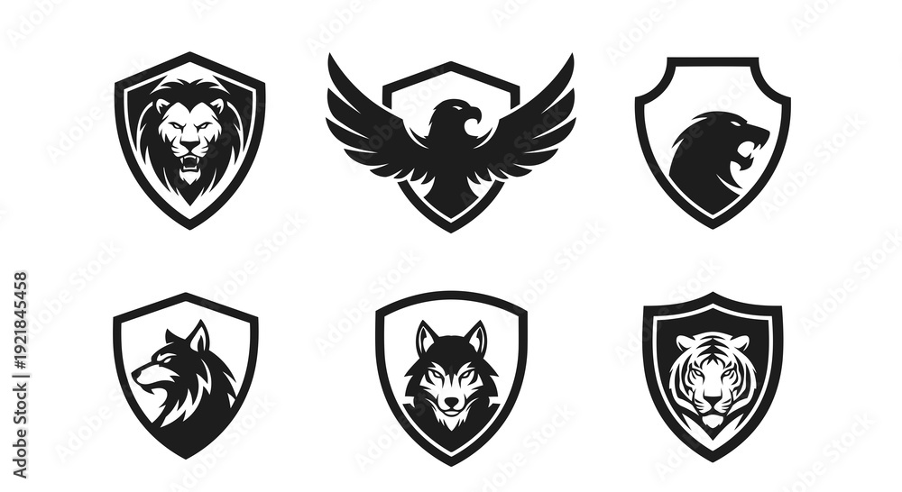 Fototapeta premium Shield and Animal Mascot Logo Vector Illustration | Esports Team Emblem | Modern Heraldic Badge Design