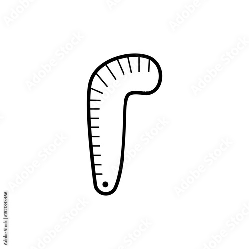 Vector illustration of the letter R made from a seam ripper.