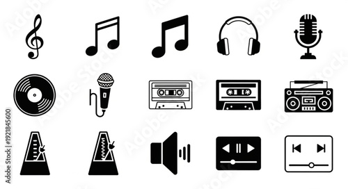 Collection of Music Related Icons and Symbols.