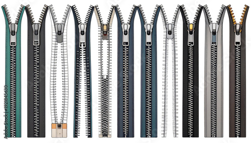 Assorted vintage and modern pens displayed in a row against a light background isolated on transparent background