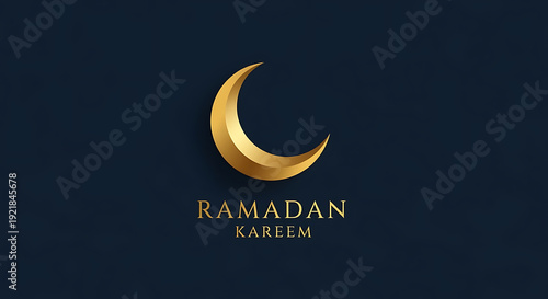 Golden crescent moon symbolizing Ramadan Kareem celebration.