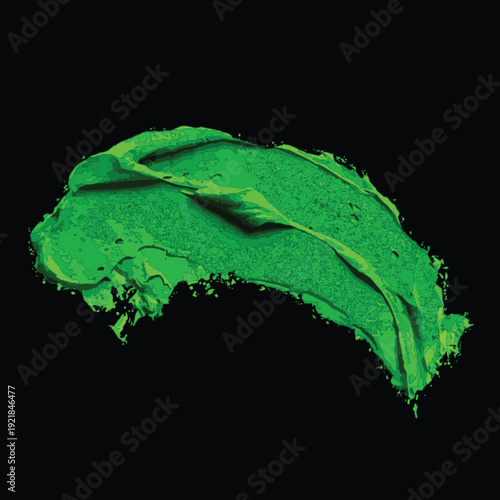Green Paint Smear on Black Background.