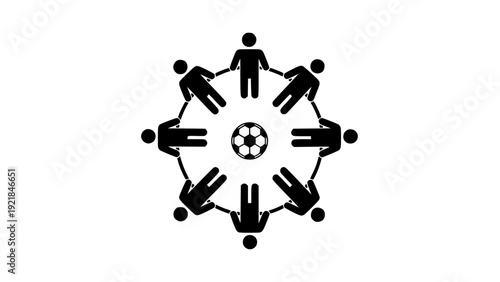 People circle with soccer ball icon