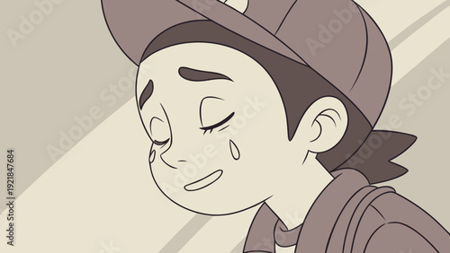 Close-up of a person's eyes with tears of joy, soft light, blurred background.