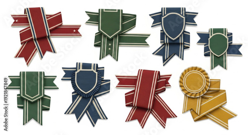 Collection of Award Ribbons and Medals for Achievement.