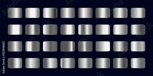 Luxury Silver Metallic Gradient Collection with Chrome, Steel and Polished Metal Textures