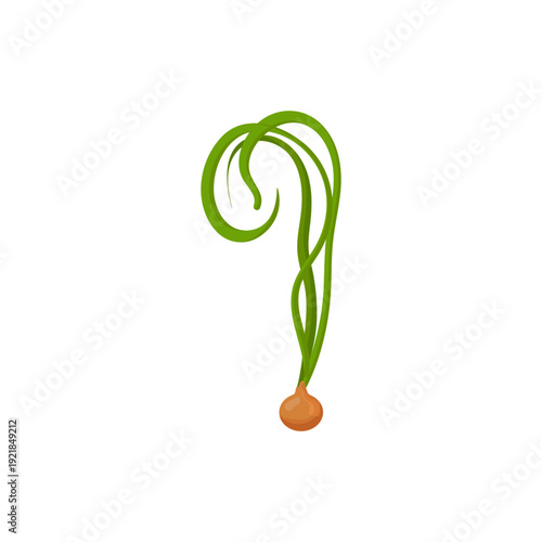 Vector illustration of a green question mark shaped like a plant with a root.