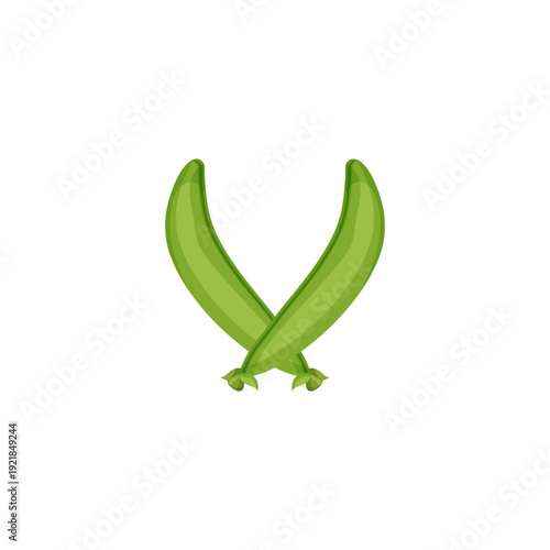 Vector illustration of green peas in a pod forming a V shape.