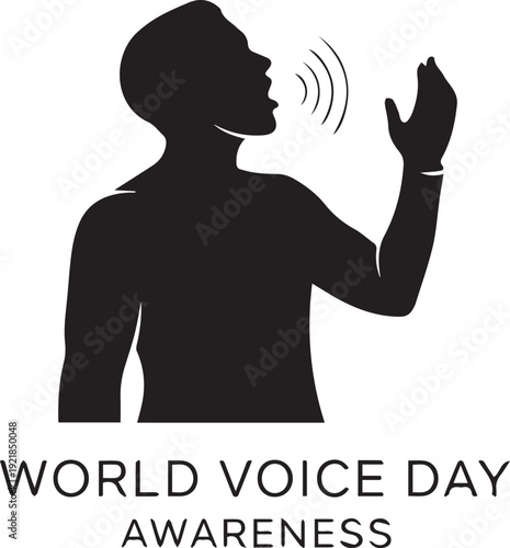 World Voice Day Awareness Silhouette Vector - Human Speaking Icon for Speech Therapy, ENT Health, and Communication Advocacy