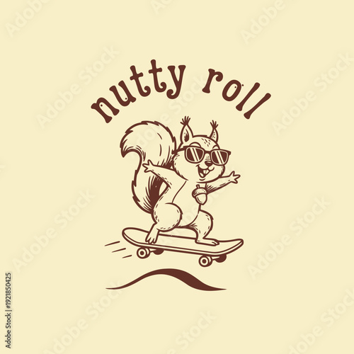 Cool Squirrel Skater with Sunglasses and Acorn.