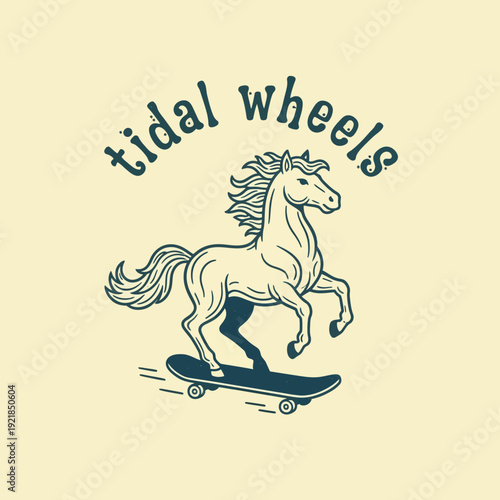 Horse Riding Skateboard with Tidal Wheels Text.