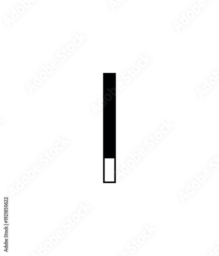 Vector illustration of a modern linear lowercase letter l. It's a black vertical stroke with a central thin white inline detail, creating a segmented look. Isolated on white background.