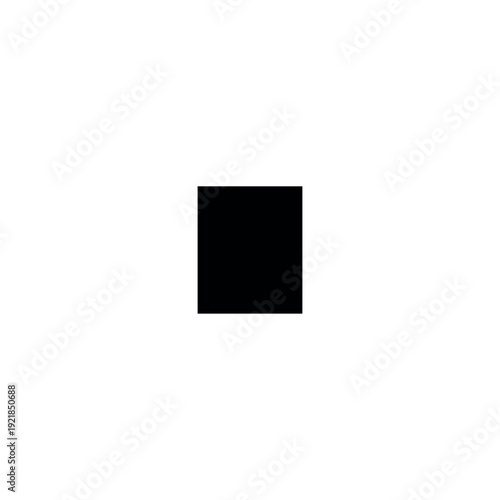 Vector illustration of a linear geometric period or dot. This punctuation mark is depicted as a solid black square, offering a modern typographic element. Isolated on white background.